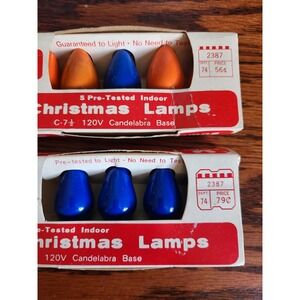 VTG ZAYRE C-7.5 Christmas Lamps Easter Blue And Orange Bulbs - 2 Pack (10 Total)